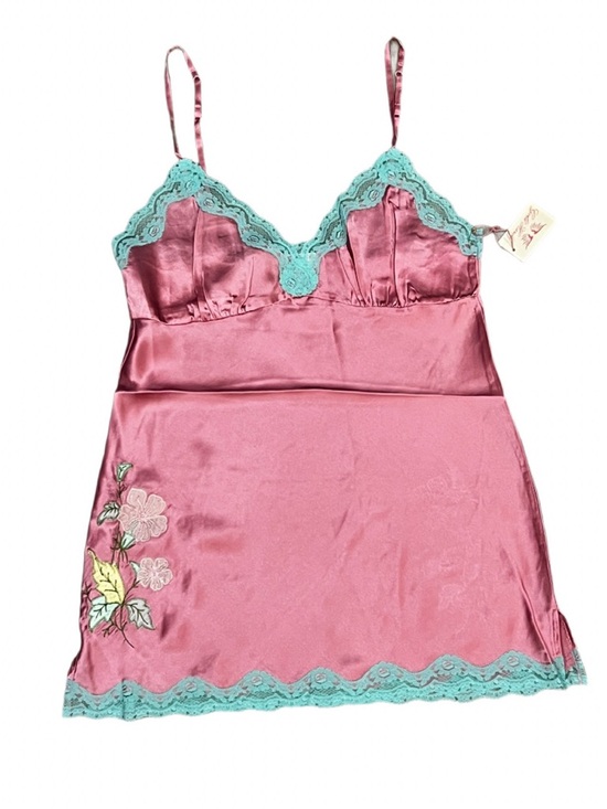 Gold Hawk Tops - Gold Hawk Pink Lemonade Silk Lace Camisole Size L NWT